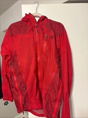 Outdoor Research Red Hooded Men's Rain Jacket